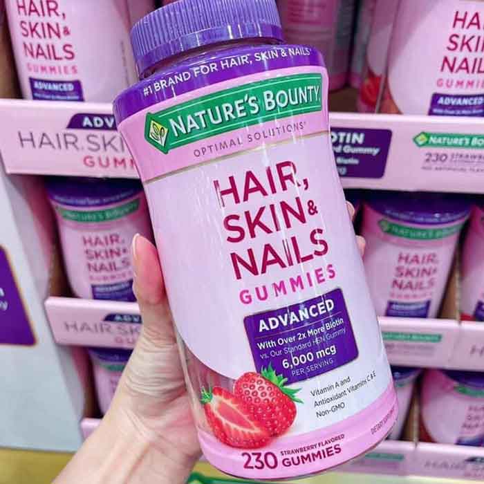 Kẹo dẻo dưỡng tóc, da & móng Nature's Bounty Hair, Skin, Nails Gummies 230  viên (08/23) - Kute Shop