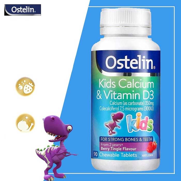 Viên nhai bổ sung canxi cho bé Ostelin Kids Calcium & Vitamin D3 90 viên - Kute Shop